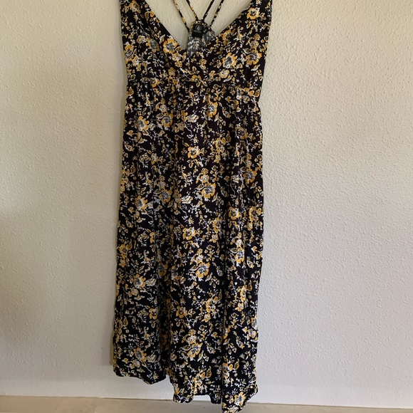Volcom NWOT black yellow and white floral strappy dress - Picture 2 of 7
